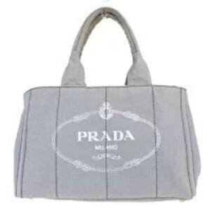 Prada Canapa Handbag Tote Gray Canvas